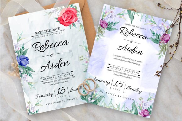 An Elegant Floral Wedding Invitation Set Graphic for Streamlined Planning