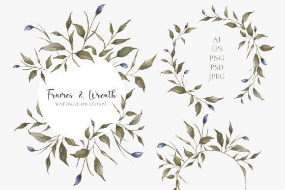 Artistic Watercolor Floral Frames and Wreaths