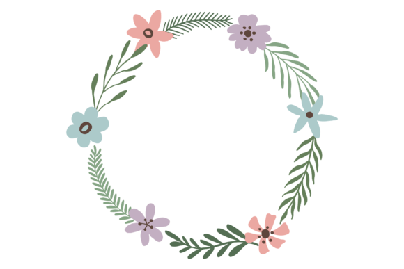 Cute Round Frame Floral Botany Illustrations