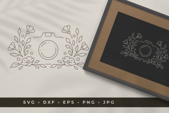 Floral Camera Line Art Illustration: A Digital Asset for Modern Creativity