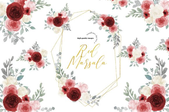 The Red Marsala Watercolor Floral Clipart Collection: A Versatile Asset for Modern Creation