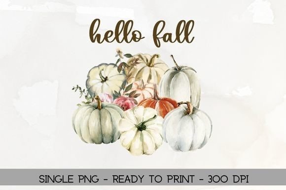 Vibrant Watercolor Floral Pumpkin Clip Art for Fall Projects